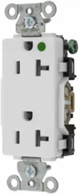 Hubbell-Pro Decorator Duplex Receptacle, Hospital Grade, 20A 125V, 2-Pole 3-Wire Grounding, White