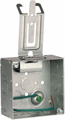 4 in. Square Box, Welded with STAB-IT® Connector, 2-1/8 in. Deep, Raised Ground, 8 in. #12 Solid Copper Pigtail, Cable Management Clip