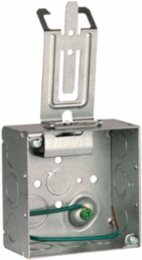 4 in. Square Box, Welded with STAB-IT® Connector, 2-1/8 in. Deep, Raised Ground, 8 in. #12 Solid Copper Pigtail, Cable Management Clip