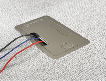 Rectangular Floor Box Cover, 2-Gang, Cast Aluminum, Satin Nickel Finish