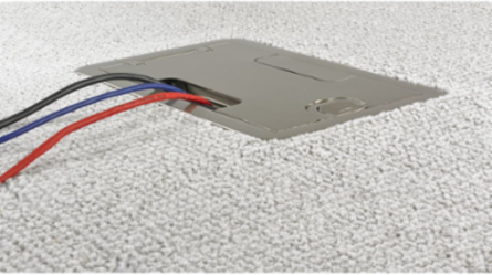 Rectangular Floor Box Cover, 2-Gang, Cast Aluminum, Satin Nickel Finish