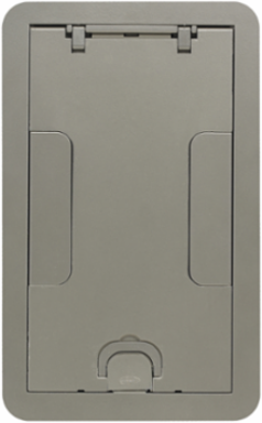 Rectangular Floor Box Cover, 2-Gang, Cast Aluminum, Satin Nickel Finish
