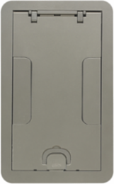 Rectangular Floor Box Cover, 2-Gang, Cast Aluminum, Satin Nickel Finish