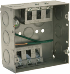 4-11/16 Inch Square Box, 2-Gang, 2-1/8 Inch Deep, Steel with 2 STAB-IT® II Connectors