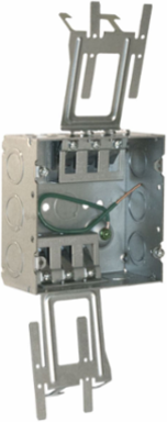 4-11/16 Inch Square Box, 2-Gang, 2-1/8 Inch Deep, Steel, 2 STAB-IT® II Connectors