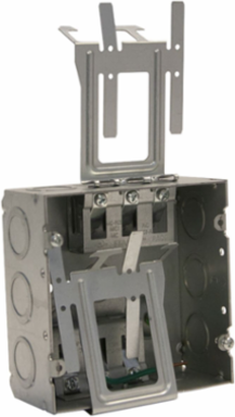4-11/16 Inch Square Box, 2-Gang, 2-1/8 Inch Deep, Steel, 2 STAB-IT® II Connectors