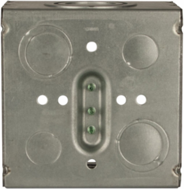 4-11/16 in. Square Box, Large Capacity, Welded, 3-1/4 in. Deep, (2) 1/2 in. KO, (4) 1/2 - 3/4 in. TKO, (2) 3/4 - 1 in. TKO, (2) 1 - 1-1/4 in. TKO, (2) 1, 1-1/4, 1-1/2, 2 in. KO