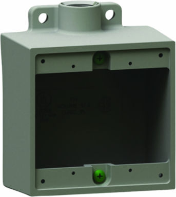 1/2 Inch Aluminum Two Gang Deep Device Box, 7.5 x 6 x 4 Inch, Suitable for Wet Locations