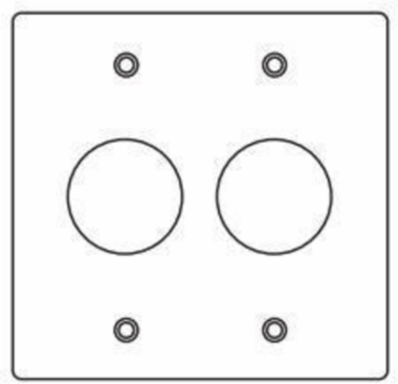 Two Gang Device Box Cover with 1-13/32 Inch Openings and Powder Coating