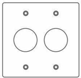 Two Gang Device Box Cover with 1-13/32 Inch Openings and Powder Coating