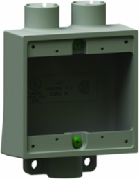 2 Gang Shallow Device Box, 1/2 Inch Hub Size, 9 in x 5 in x 3 in, Cast Iron