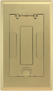 2-Gang Recessed Access Floor Box Cover, Brass Powder Coat Finish, Low Profile