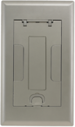 2-Gang Recessed Access Floor Box Cover - Cast Aluminum, 15 Inch Length, Nickel Powder Coat