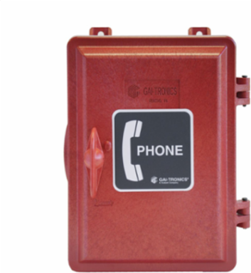 VoIP, Weatherproof rated NEMA 4X Rugged Handset Telephone, Keypad, red, Hytrel cord