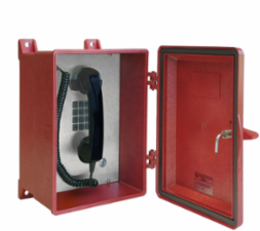 VoIP, Weatherproof rated NEMA 4X Rugged Handset Telephone, Keypad, red, Hytrel cord
