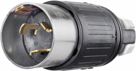 Heavy-Duty Male Plug, 50A 250V DC/600V AC, 3-Pole 4-Wire, Screw Terminal, Black