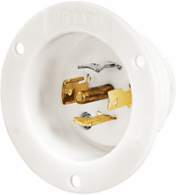 Flanged Inlet Locking Device 20A 3-Phase Wye 120/208V 4-Pole 5-Wire White