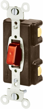 Push Button Switch, Single Pole, 20A 120VAC, Pilot Red, 1.3 Inch Width