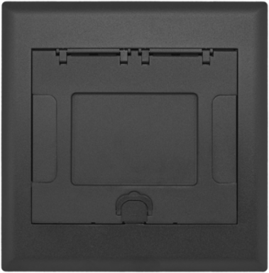 4-Gang Recessed Floor Box Cover, Black Powder Coat, Cast Aluminum