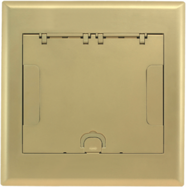 4-Gang Recessed Access Floor Box Cover, Brass Powder Coat Finish, 13 in x 13.25 in