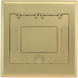 4-Gang Recessed Floor Box Cover, Cast Aluminum, Brass Powder Coat Finish
