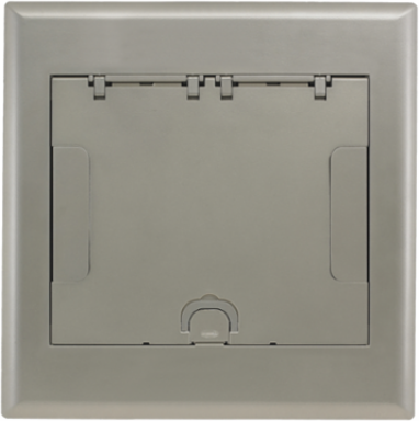 4-Gang Recessed Access Floor Box Cover, Cast Aluminum, Nickel Powder Coat