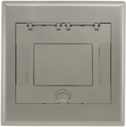 4-Gang Recessed Access Floor Box Cover with Nickel Powder Coat Finish, 14.75 Inch Width