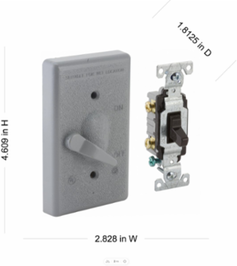 1-Gang Weatherproof Cover, Vertical, Toggle, Dual Poles 20 AMP, Gray