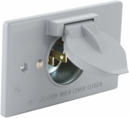 1-Gang Weatherproof Cover, Horizontal, Motor Plug Base 1.600 in. Dia., 15A, 125V, Gray