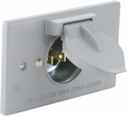 1-Gang Weatherproof Cover, Horizontal, Motor Plug Base 1.600 in. Dia., 15A, 125V, Gray