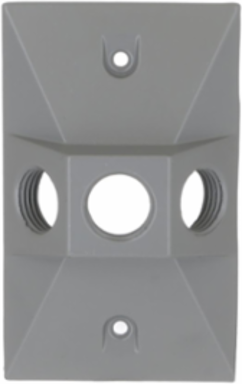 1-Gang Weatherproof Cluster Cover with Three 1/2 Inch Outlets, Gray, NEMA 3R, Die Cast Aluminum
