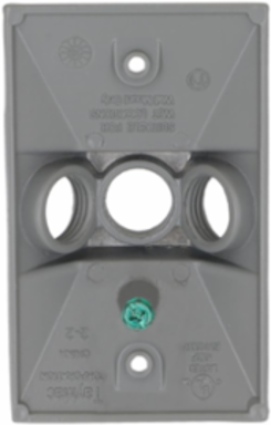 1-Gang Weatherproof Cluster Cover with Three 1/2 Inch Outlets, Gray, NEMA 3R, Die Cast Aluminum