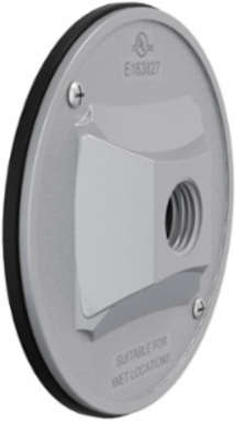 Round Weatherproof Cluster Cover with 1/2 Inch Threaded Outlet, Gray, NEMA 3R Rated