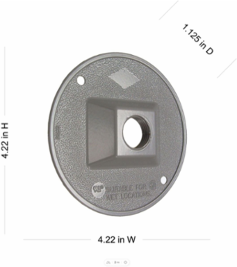 Round Weatherproof Cluster Cover with 1/2 Inch Threaded Outlet, Gray, NEMA 3R Rated
