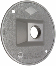 Round Weatherproof Cluster Cover with 1/2 Inch Threaded Outlet, Gray, NEMA 3R Rated