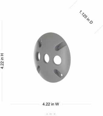 Round Weatherproof Cover with Three 1/2 Inch Outlets, NEMA 3R Rated, Gray
