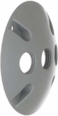 Round Weatherproof Cover with Three 1/2 Inch Outlets, NEMA 3R Rated, Gray