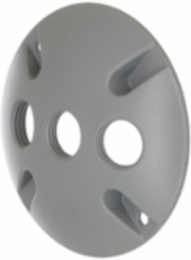 Round Weatherproof Cover with Three 1/2 Inch Outlets, NEMA 3R Rated, Gray