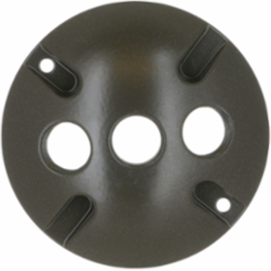 Round Weatherproof Cluster Cover, Three 1/2 in. Threaded Outlets, Bronze