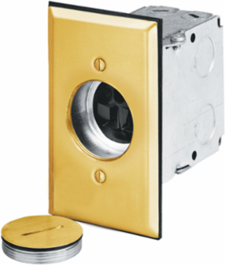 Brushed Brass Floor Box Receptacle, 15A 125V, 2-Pole 3-Wire Grounding, 5-15R