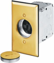 Brushed Brass Floor Box Receptacle, 15A 125V, 2-Pole 3-Wire Grounding, 5-15R