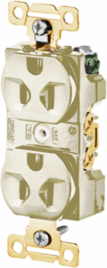 Duplex Receptacle, Commercial Grade, 15A 125V, 2-Pole 3-Wire, Ivory