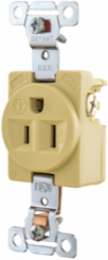 Commercial Grade Single Receptacle, 2-Pole 3-Wire, 15A 125V, Ivory