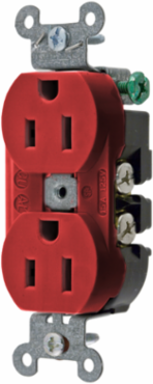 Red Commercial Receptacle, 15A 125V, 2-Pole 3-Wire, NEMA 5-15R