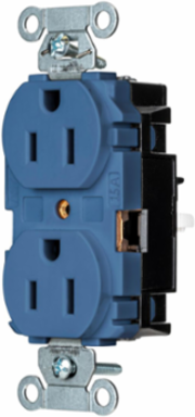 EdgeConnectTM Receptacle, 2-Pole 3-Wire, 15A 125V, Screwless Terminal, Blue