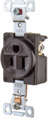 Commercial/Industrial Grade Receptacle 2-Pole 3-Wire 15A 125V Brown 3.28 Inch x 1.38 Inch x 0.91 Inch