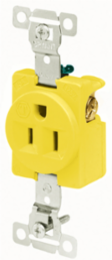 Industrial Receptacle, 2-Pole 3-Wire, 15A 125V, Corrosion Resistant, Yellow