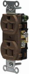 Straight Blade Devices, Receptacles, Duplex, Commercial/Industrial Grade, 2-Pole 3-Wire Grounding, 15A 125V, 5-15R, Brown