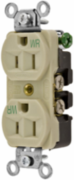 Weather Resistant Duplex Receptacle, 15A 125V, 2-Pole 3-Wire Grounding, Ivory