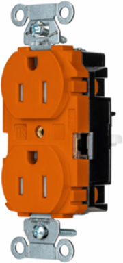EdgeConnectTM Commercial Grade Receptacle, 15A 125V, Tamper Resistant, Orange